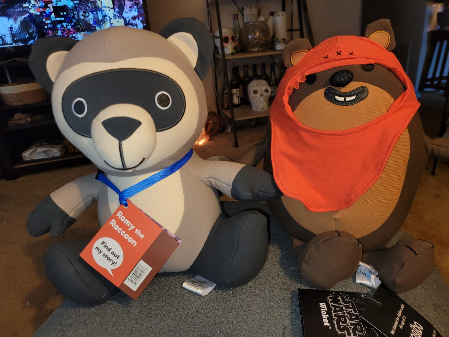 Yogibo stuffed animals: Romy the Raccoon  and Star Wars  Ewok