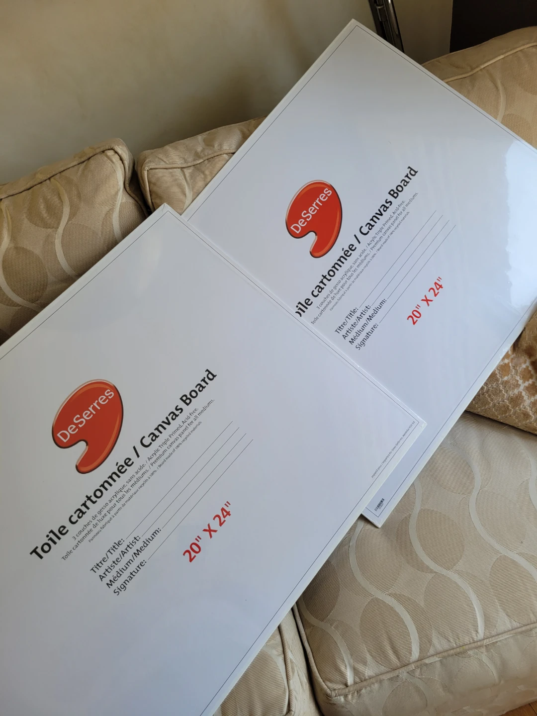 Artists Set of 2 New DeSerres Canvas Boards 20" x 24"