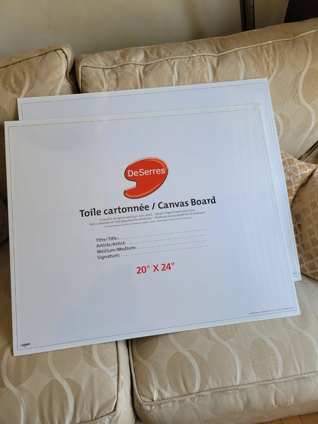 Artists Set of 2 New DeSerres Canvas Boards 20" x 24" - photo 2