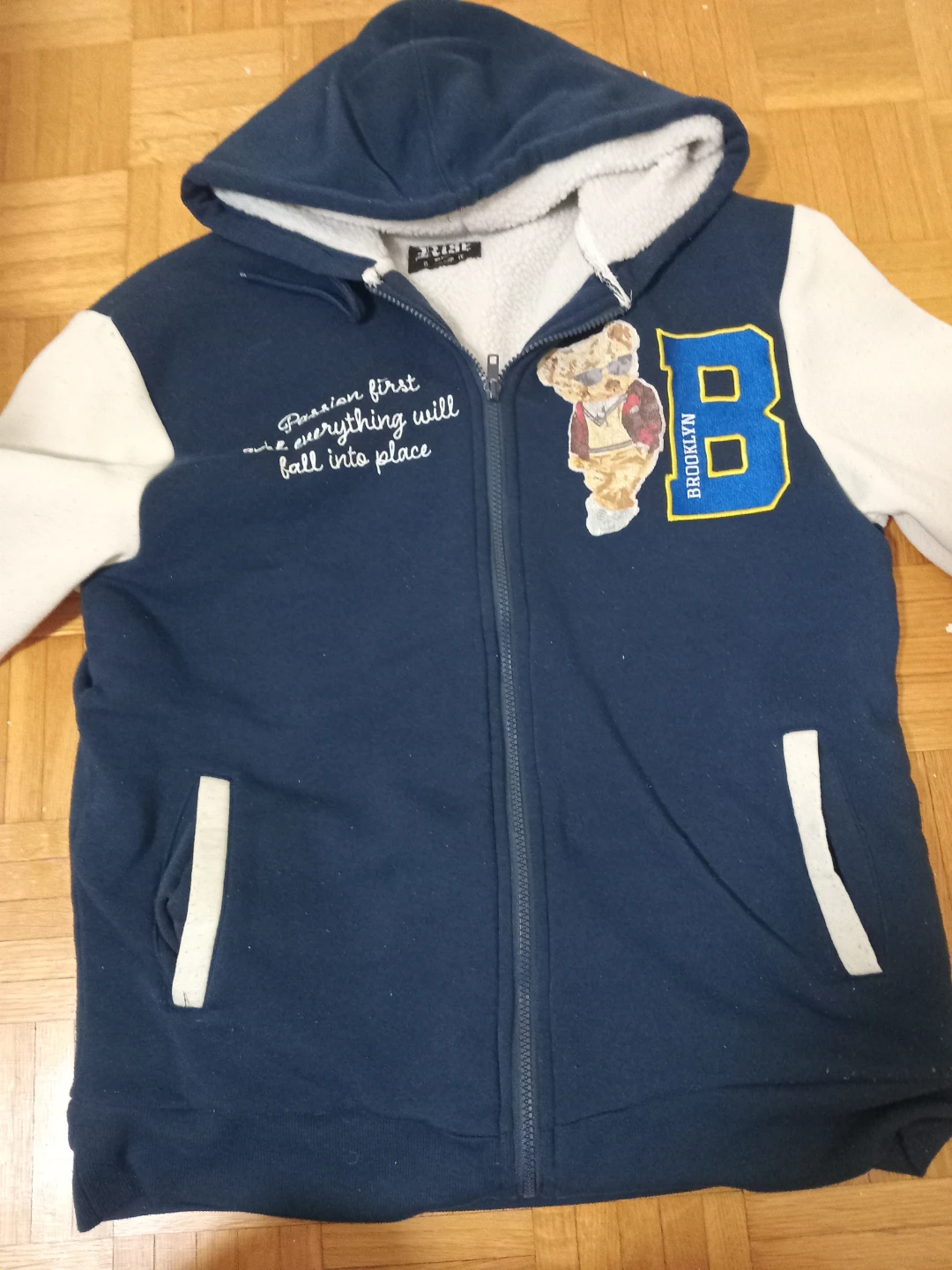 Rise Brooklyn Bear Sherpa Lined Full Zip Hoodie M/M