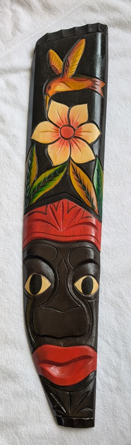 Hand carved wooden tribal tiki mask