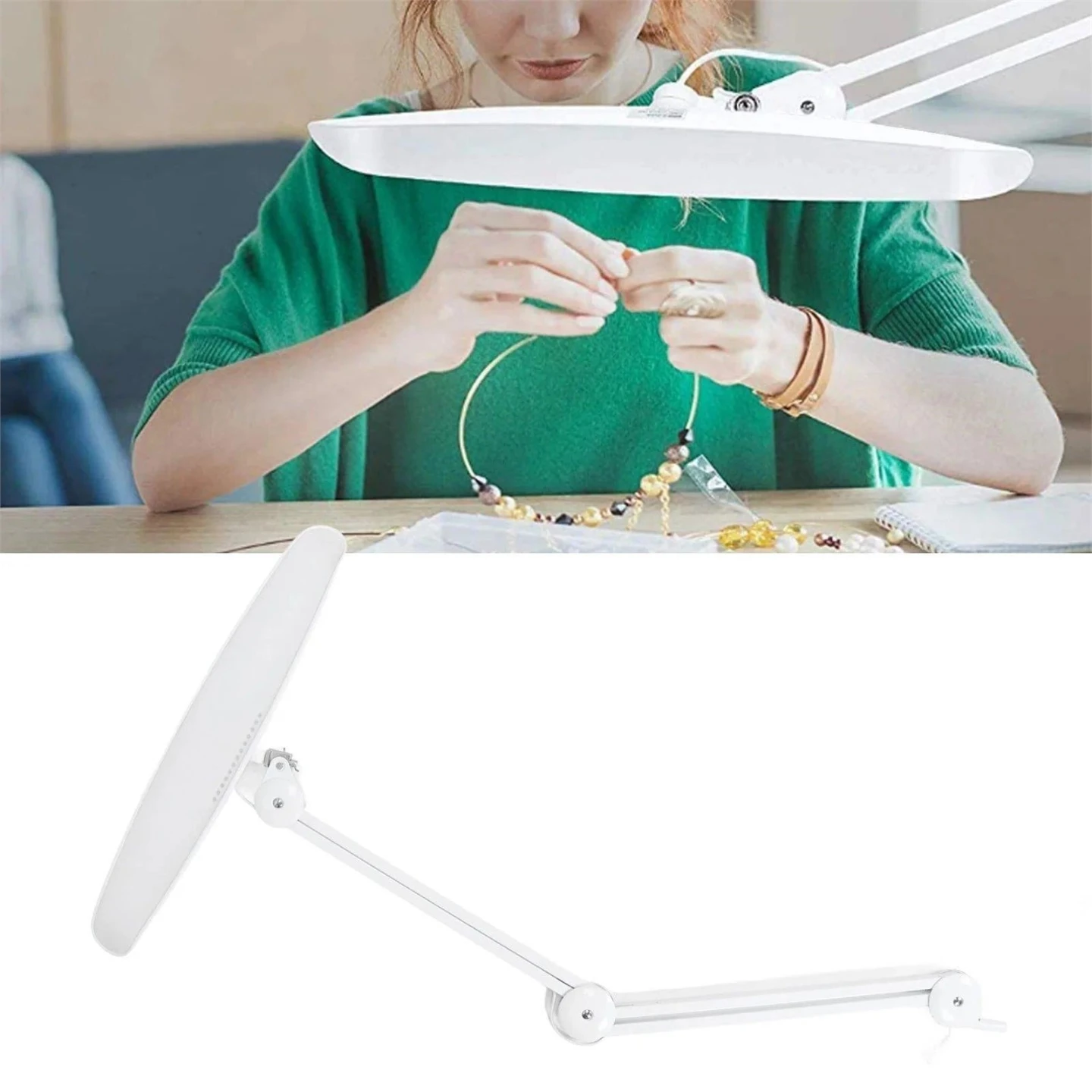 White LED Desk Lamp with Adjustable Arm