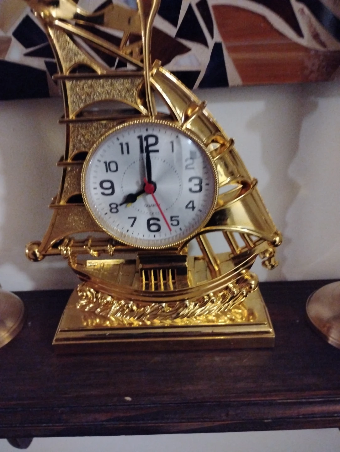 Decorative Gold Sailboat Clock
