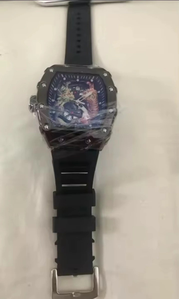 Black Automatic Watch with Tiger Dial - photo 3