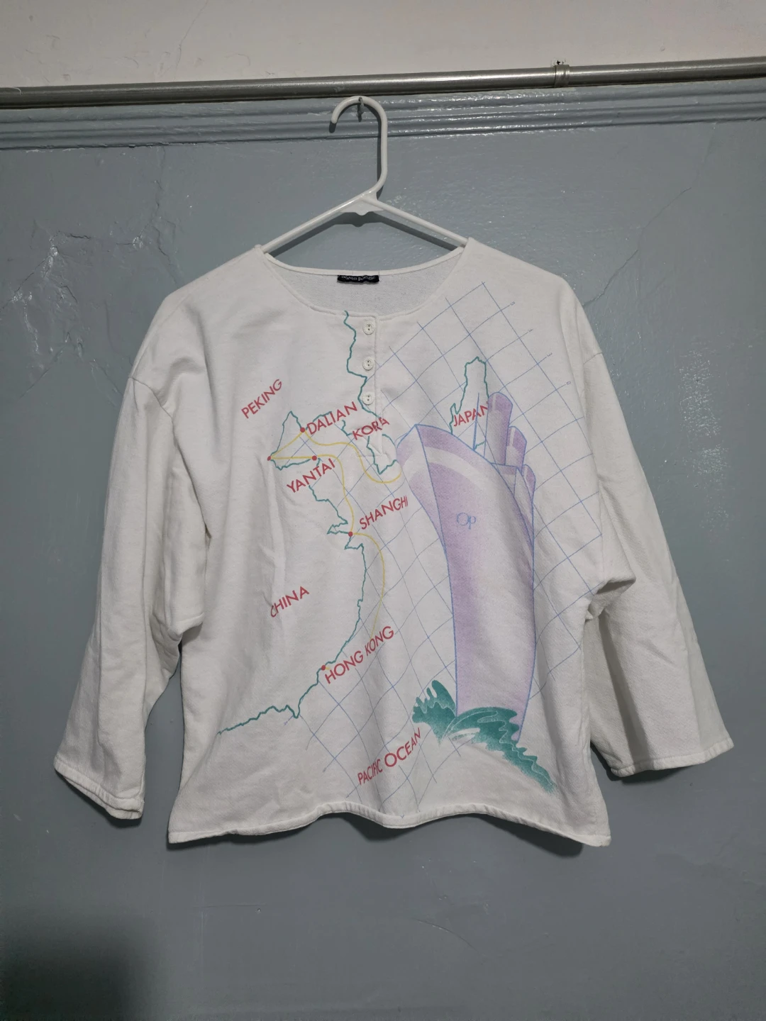 Ocean Pacific White Long Sleeve Shirt Size L 🥕