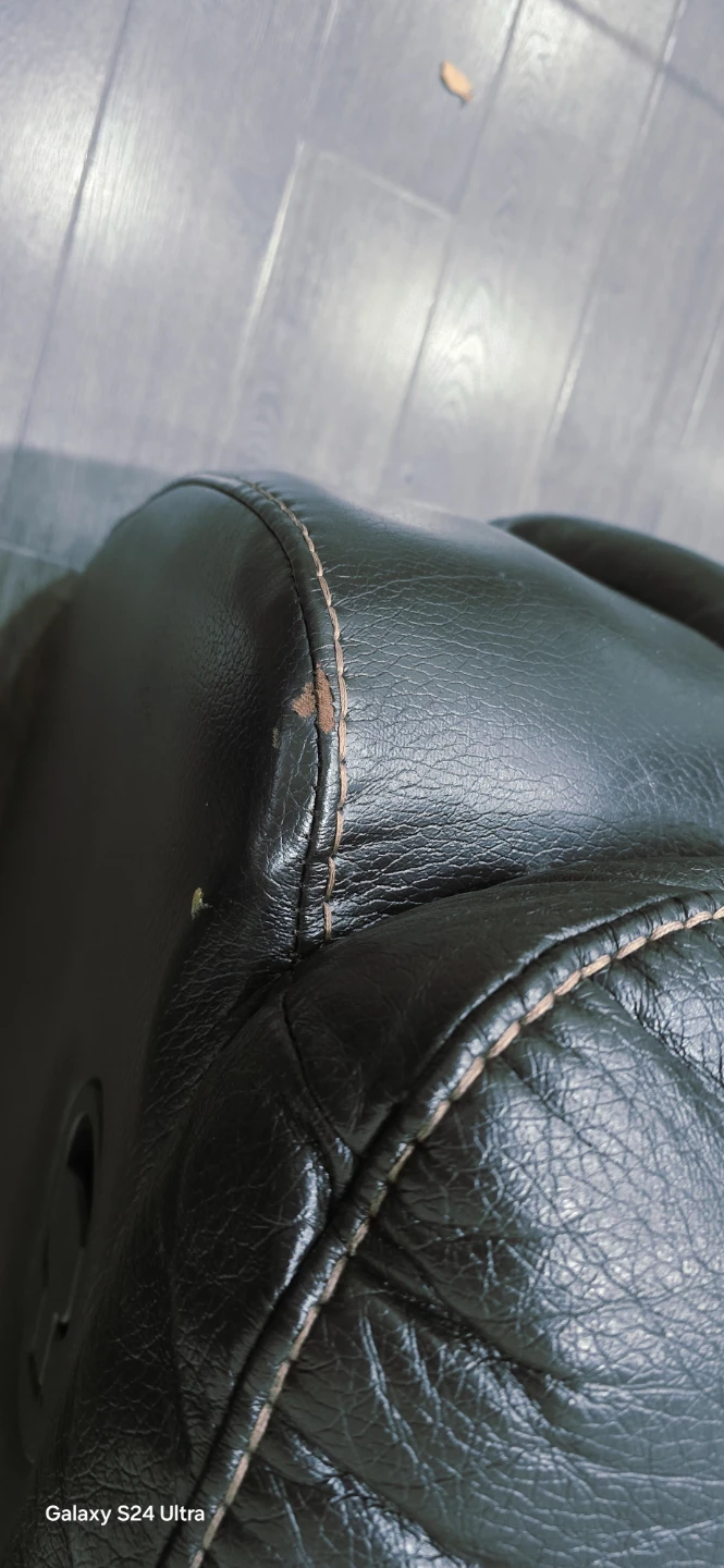Black Leather Reclining Sofa with Cup Holders - photo 2