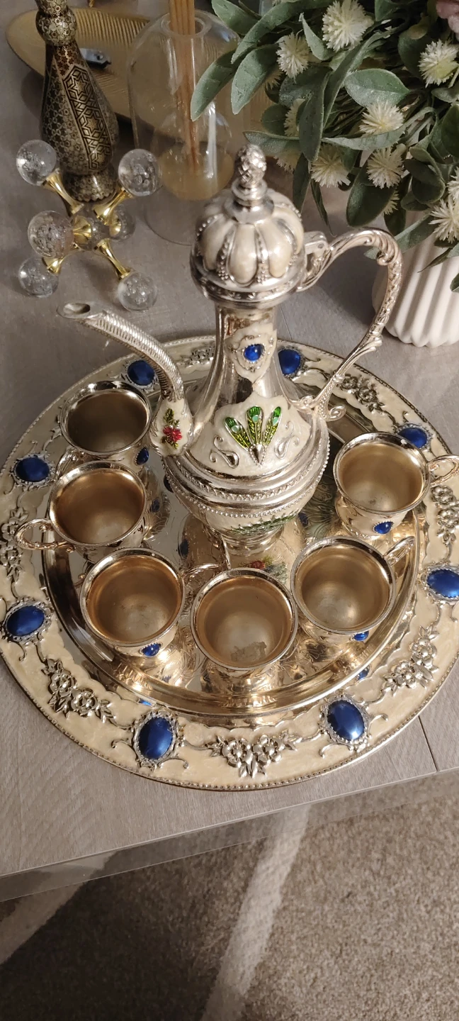 Decorative Coffee/Tea Set with Tray
