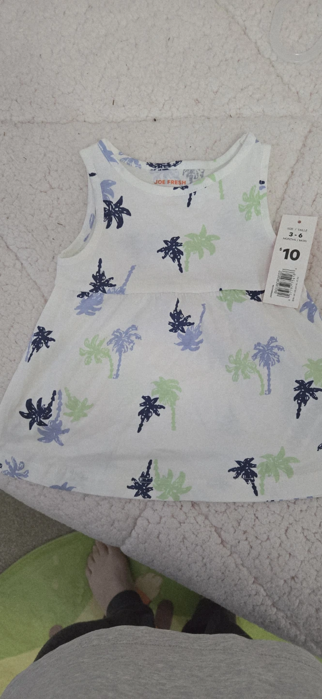 New! Joe Fresh Baby Girl's Palm Tree Dress 3-6 Months