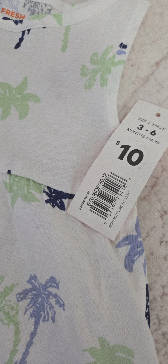 New! Joe Fresh Baby Girl's Palm Tree Dress 3-6 Months - photo 2