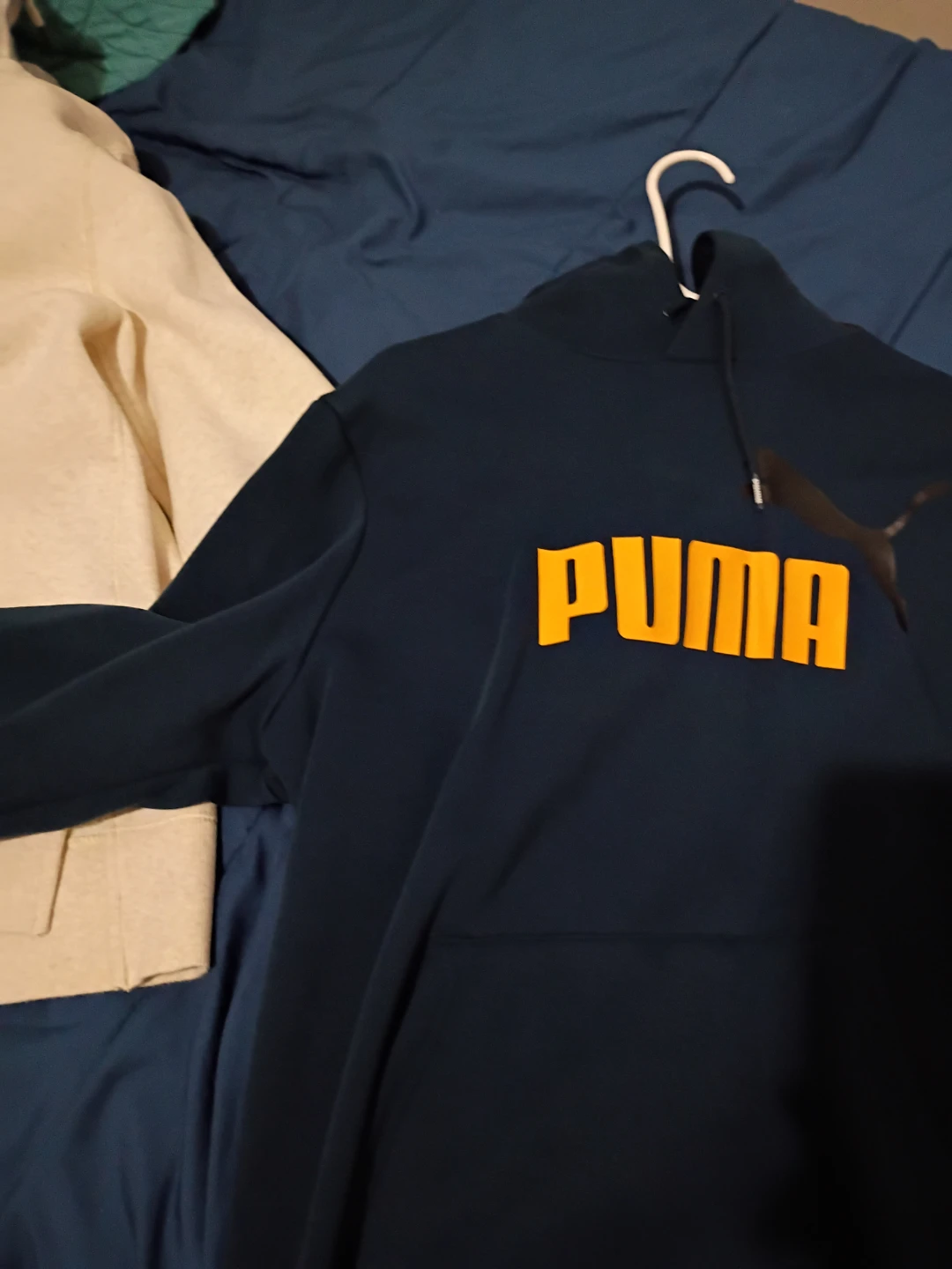 Puma Navy Blue Hoodie with Orange Logo