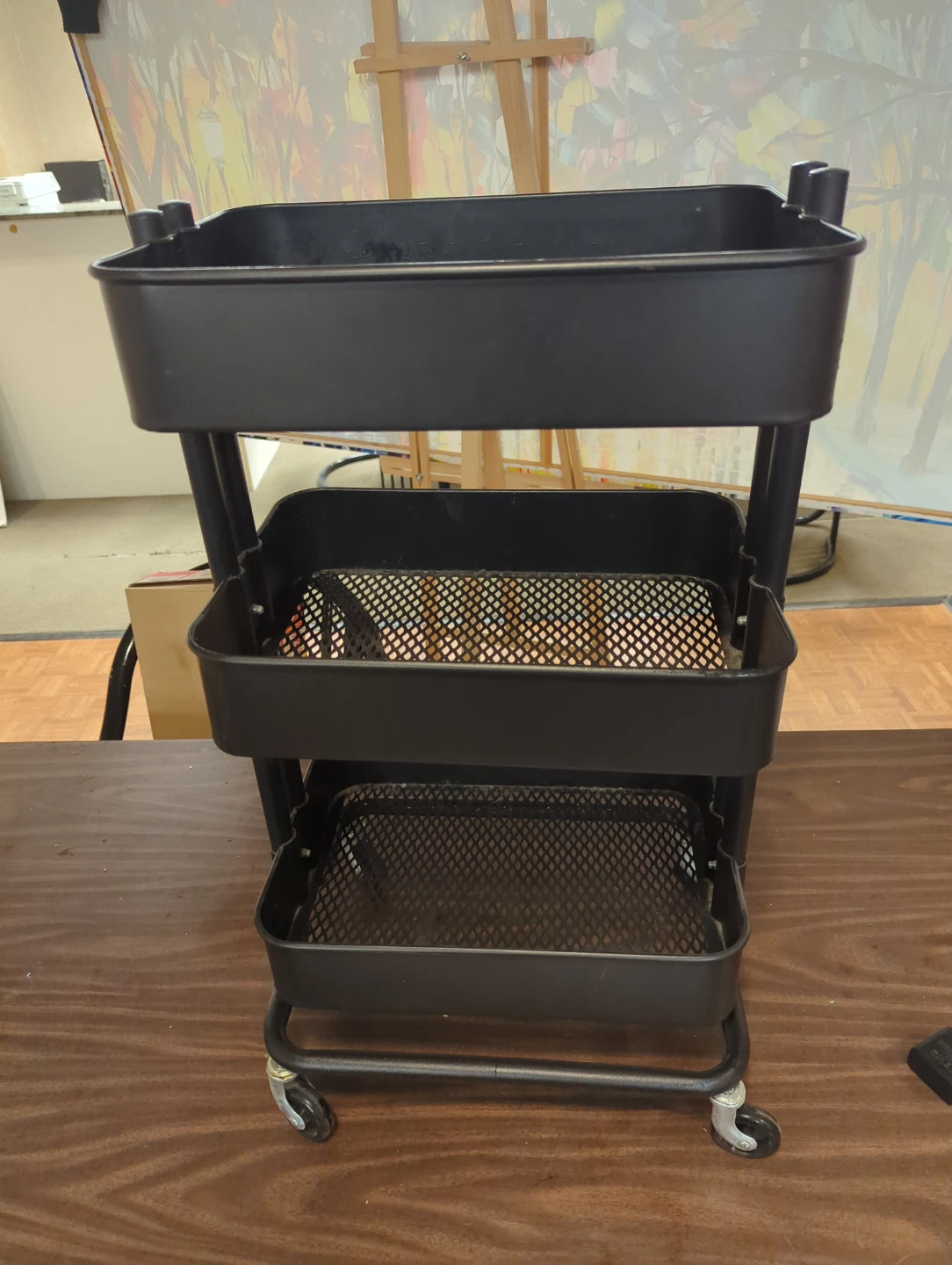 Black 3-Tier Rolling Cart