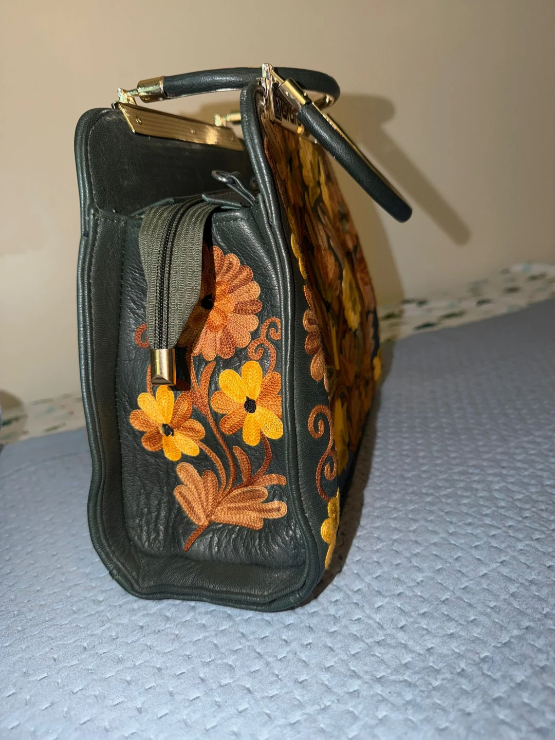 Leather Embroidered  Handbag - photo 4