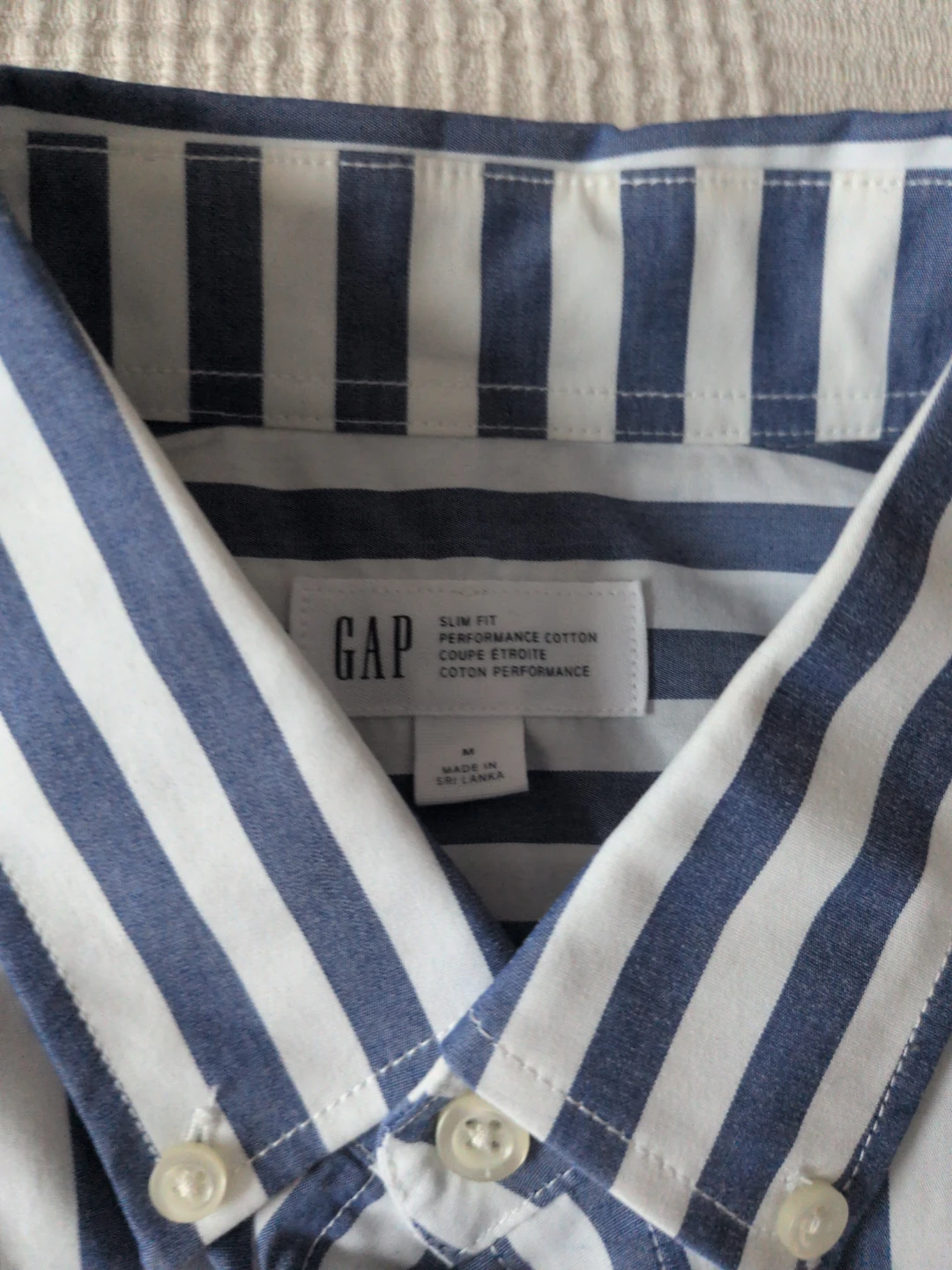 GAP Slim Fit Blue & White Striped Button-Down Shirt - Size M - photo 2