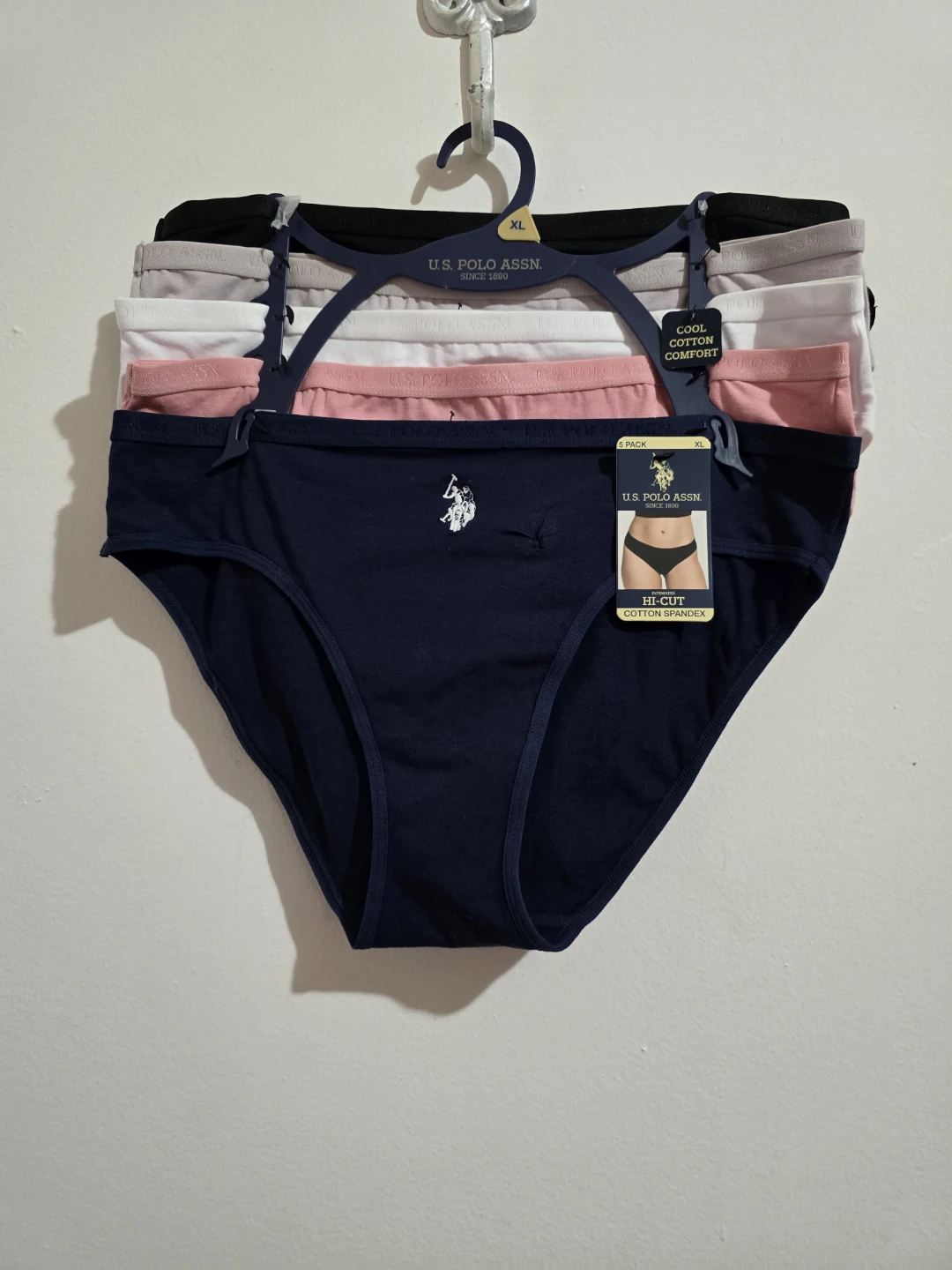 U.S. Polo Assn. 5-Pack Hi-Cut Cotton Spandex Panties - XL