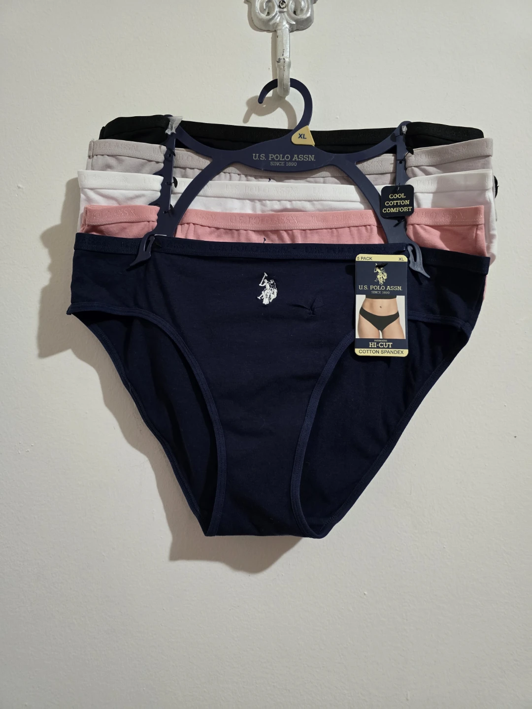 U.S. Polo Assn. 5-Pack Hi-Cut Cotton Spandex Panties - XL - photo 3