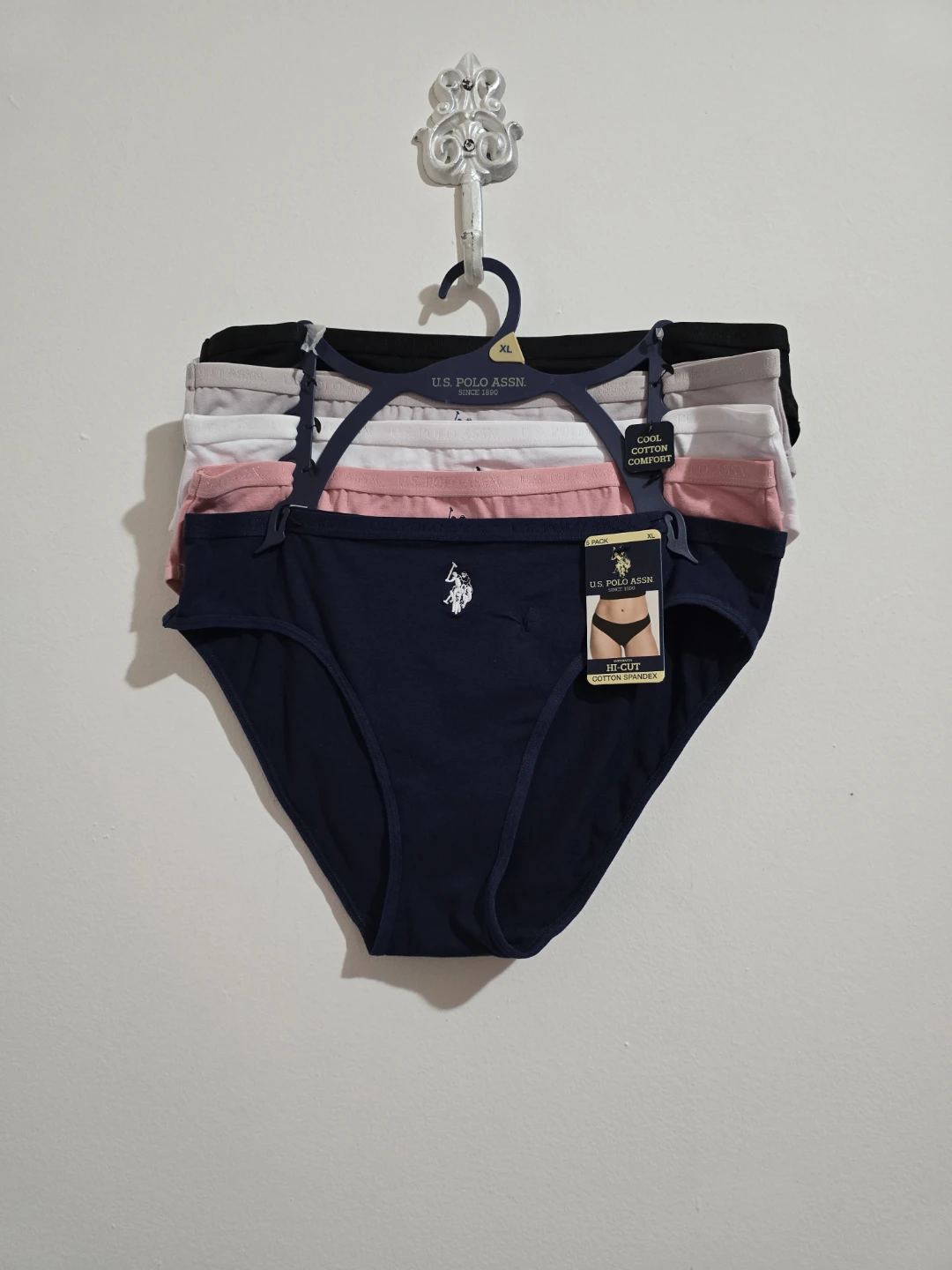 U.S. Polo Assn. 5-Pack Hi-Cut Cotton Spandex Panties - XL - photo 5