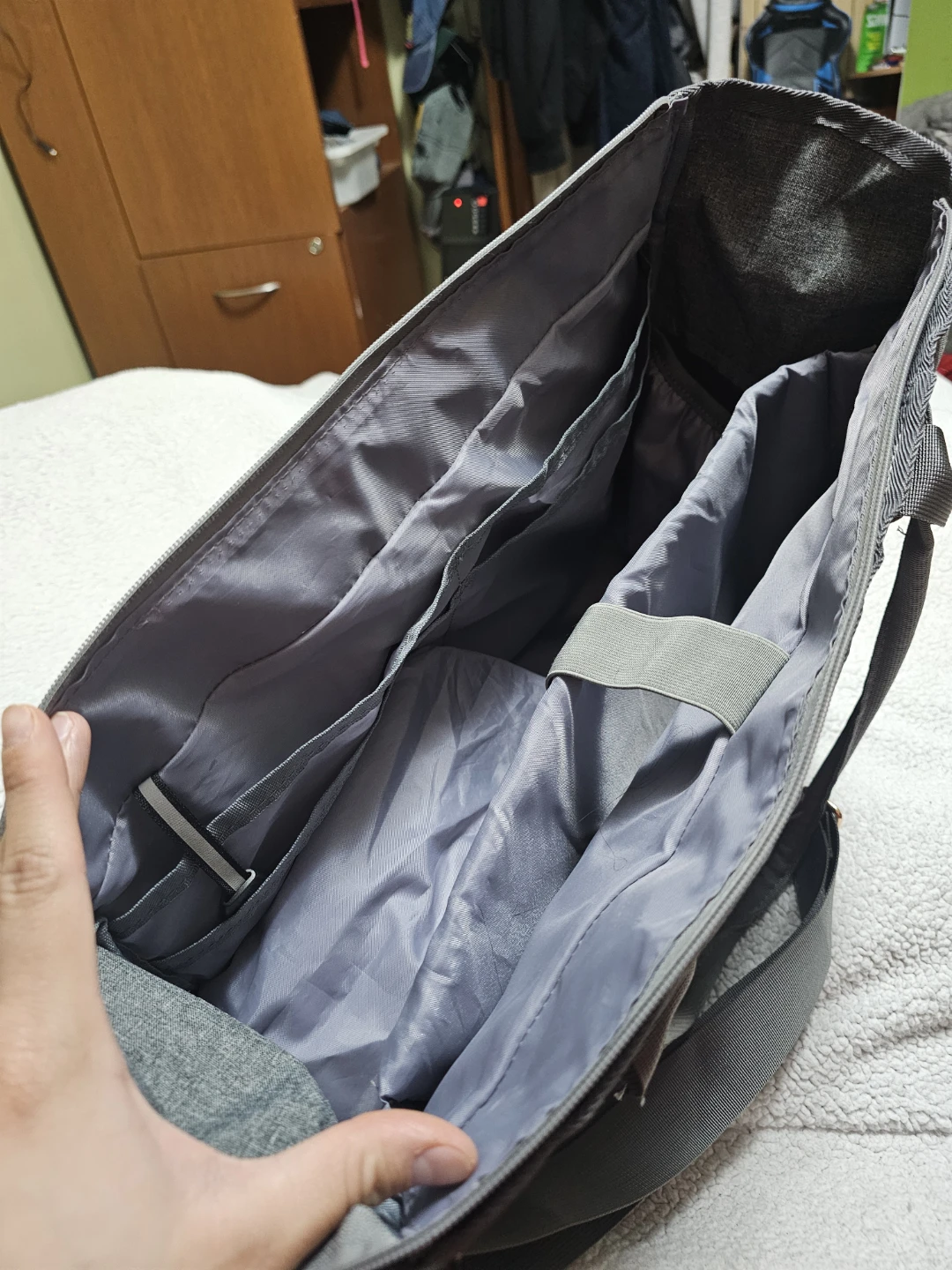Grey Diaper Bag with Quilted Front - photo 2