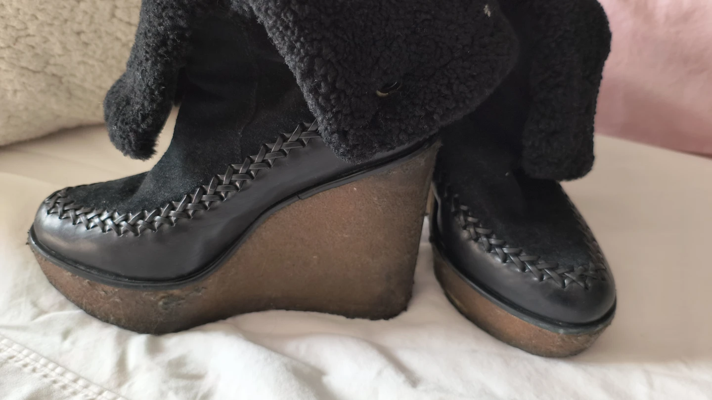 SHOE CULT by Jeffrey Campbell Black Suede Wedge Boots - photo 3