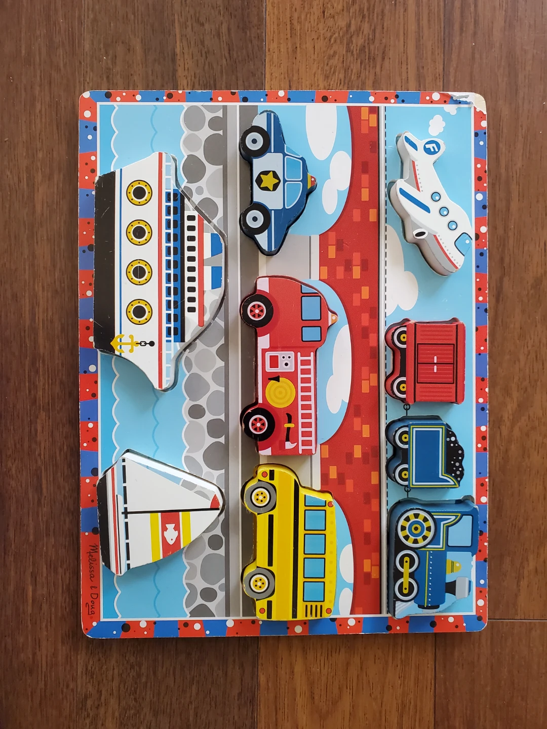 Melissa & Doug Wooden Chunky Puzzle - Vehicles