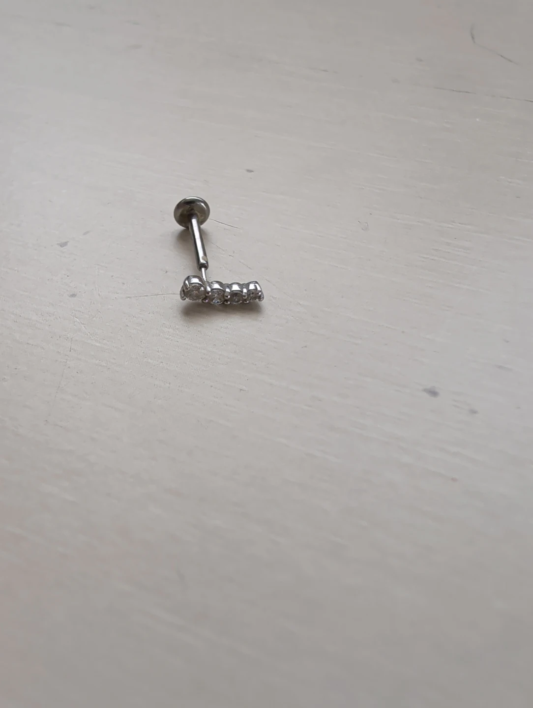 Flat Back Labret Piercing with 5 Clear Crystals