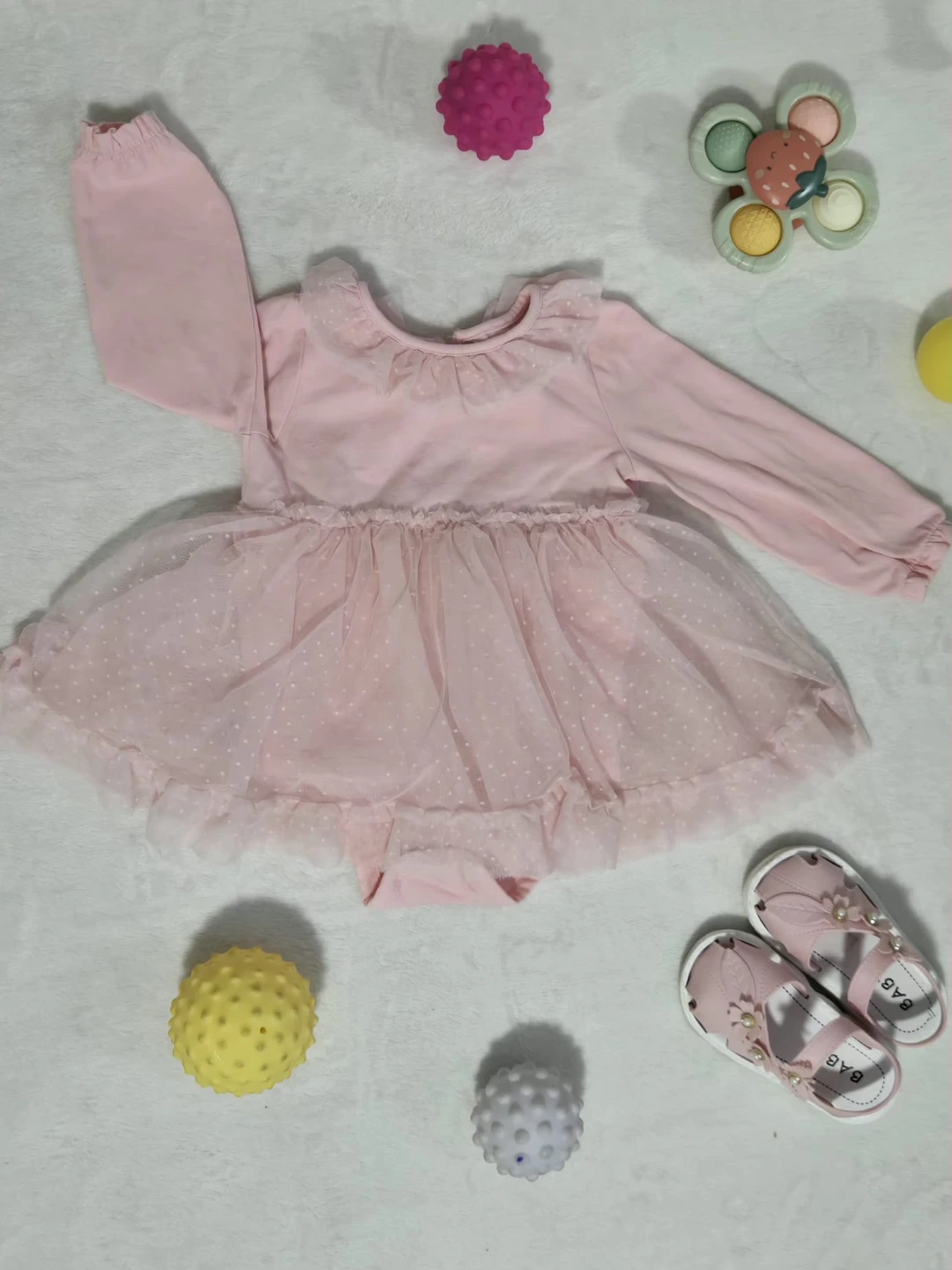 Baby Girl Pink Long Sleeve Tutu Bodysuit