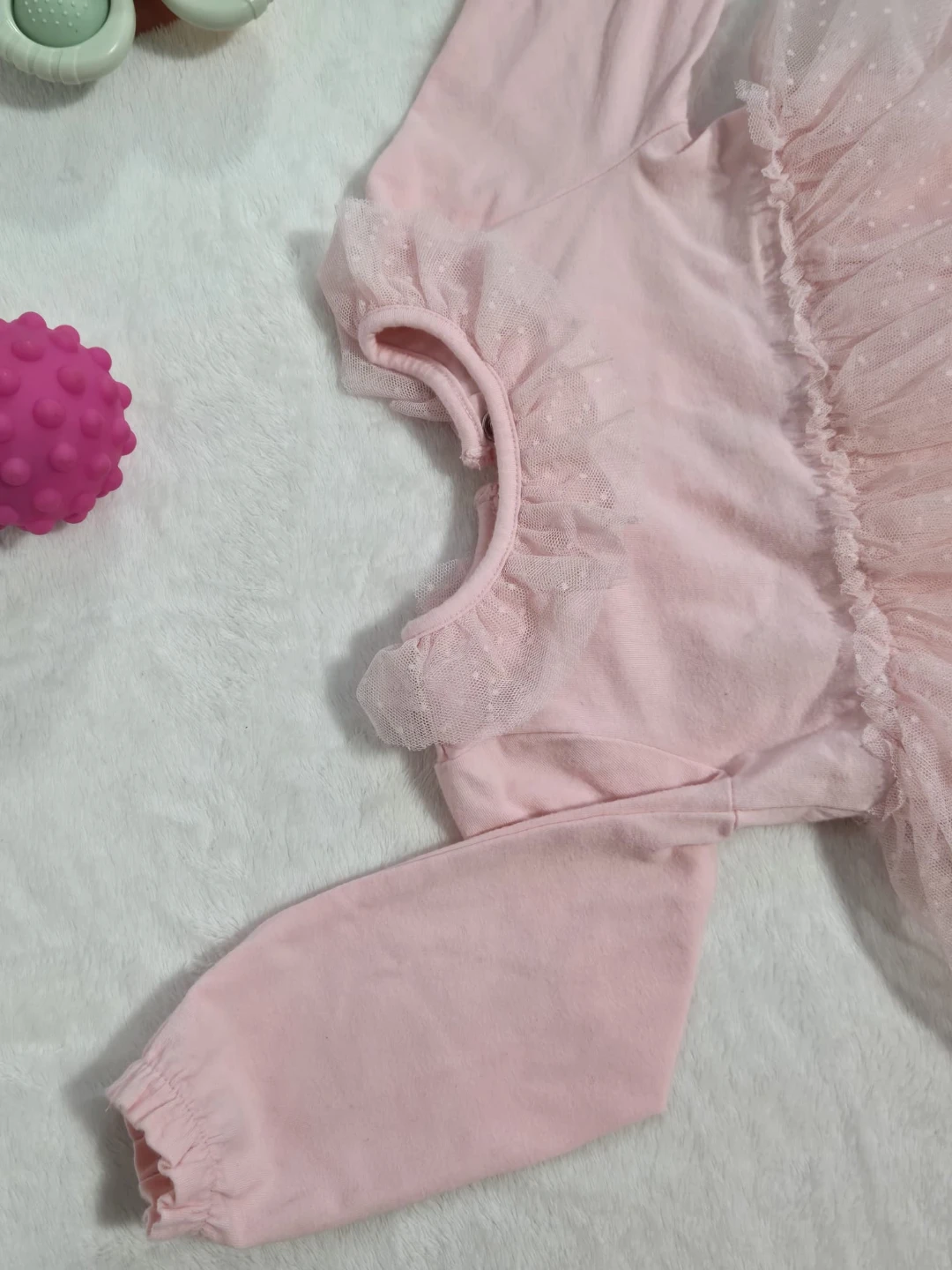 Baby Girl Pink Long Sleeve Tutu Bodysuit - photo 4