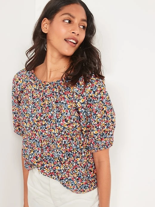 Old Navy Floral Puff Sleeve Blouse - Size S - photo 3