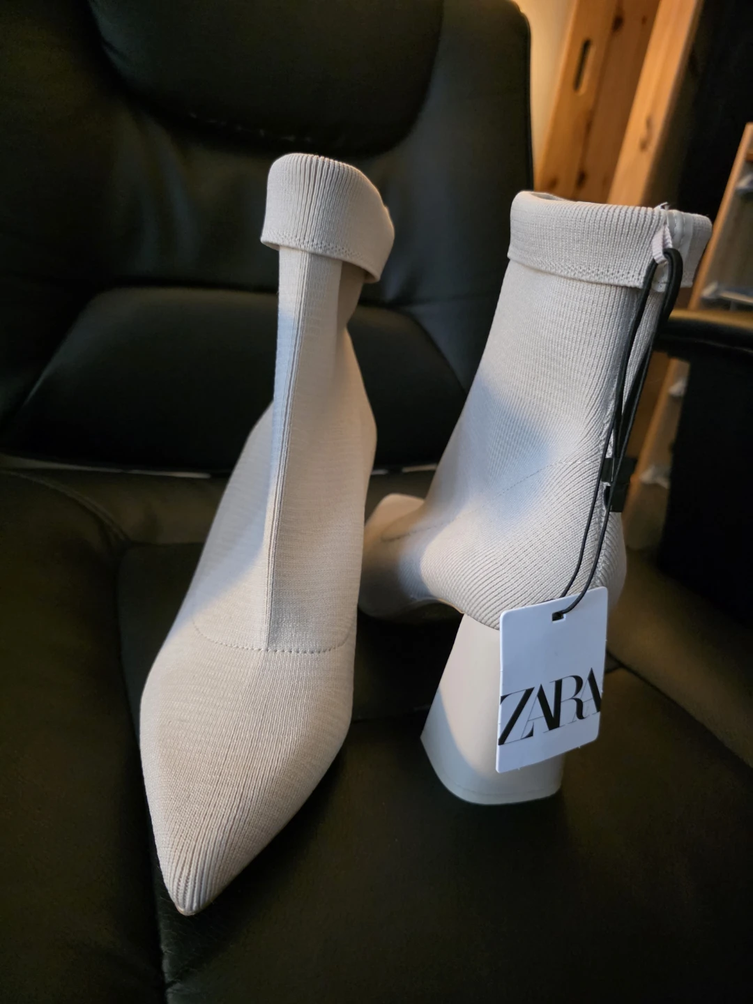 Zara Cream Knit Sock Boots