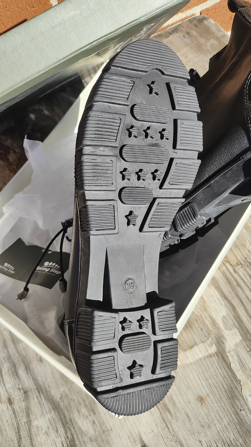 Spring Step Black Leather Combat Boots - photo 5