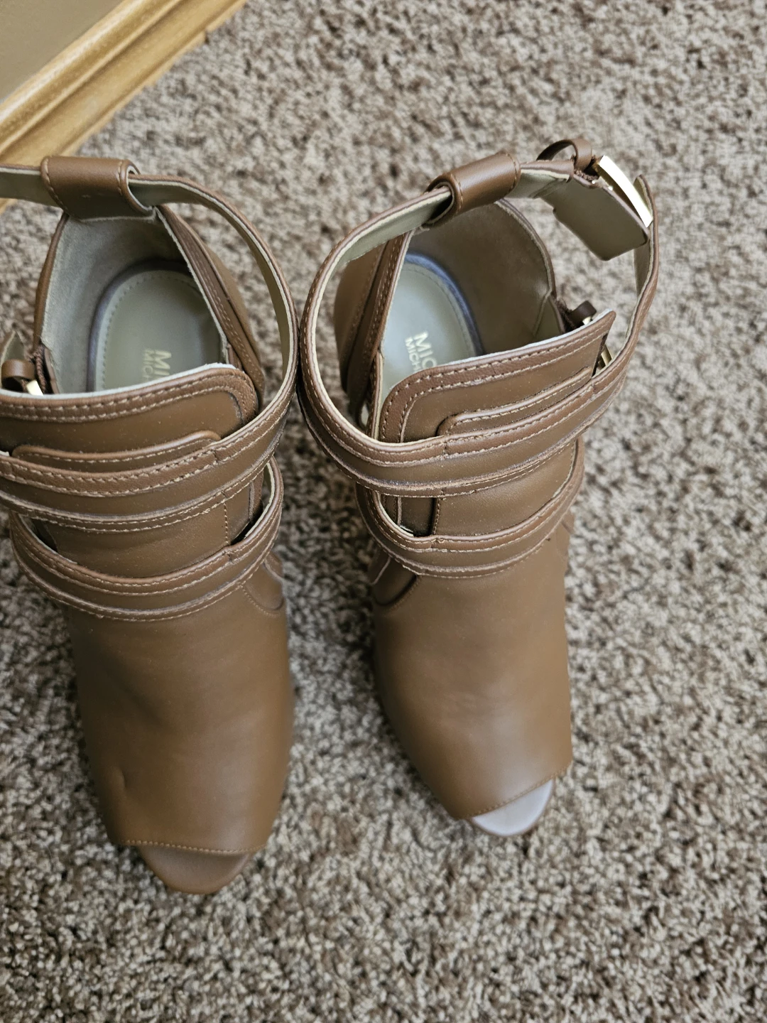 Michael Kors Brown Leather Ankle Strap Heels