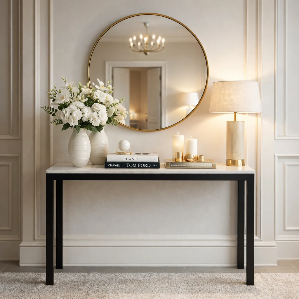 Moe's Parson Console Table with Real Marble Top