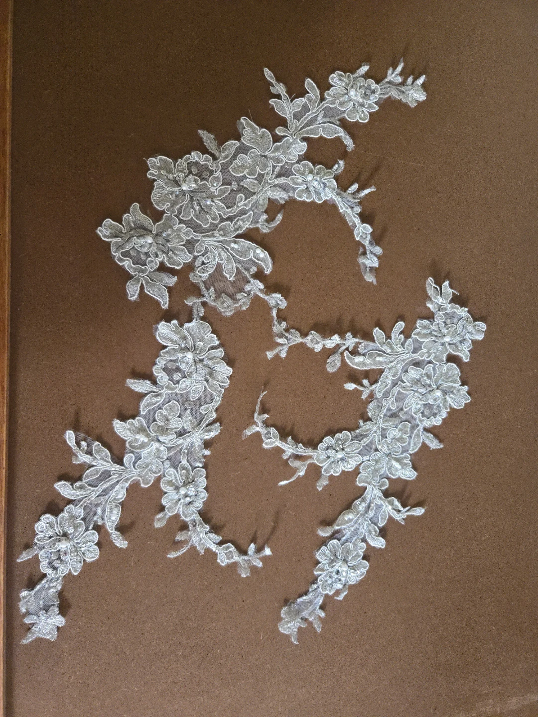 White Lace Floral Applique with Pearls and Beads