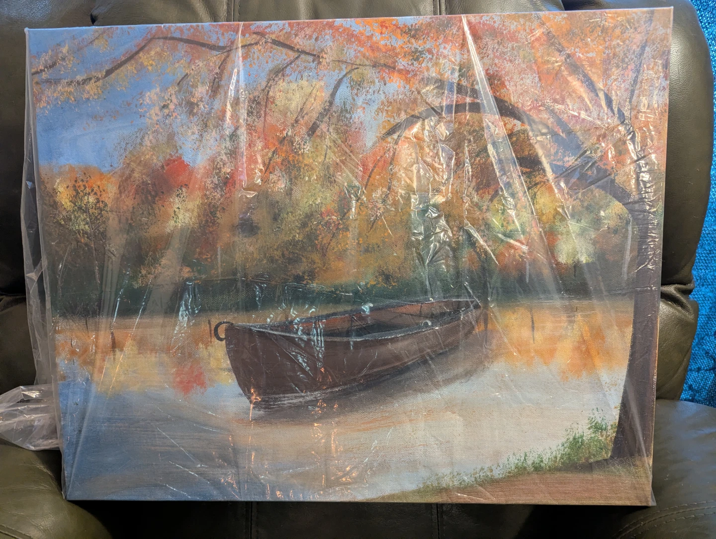 Canvas Print of a Boat on a Lake in Fall - photo 2