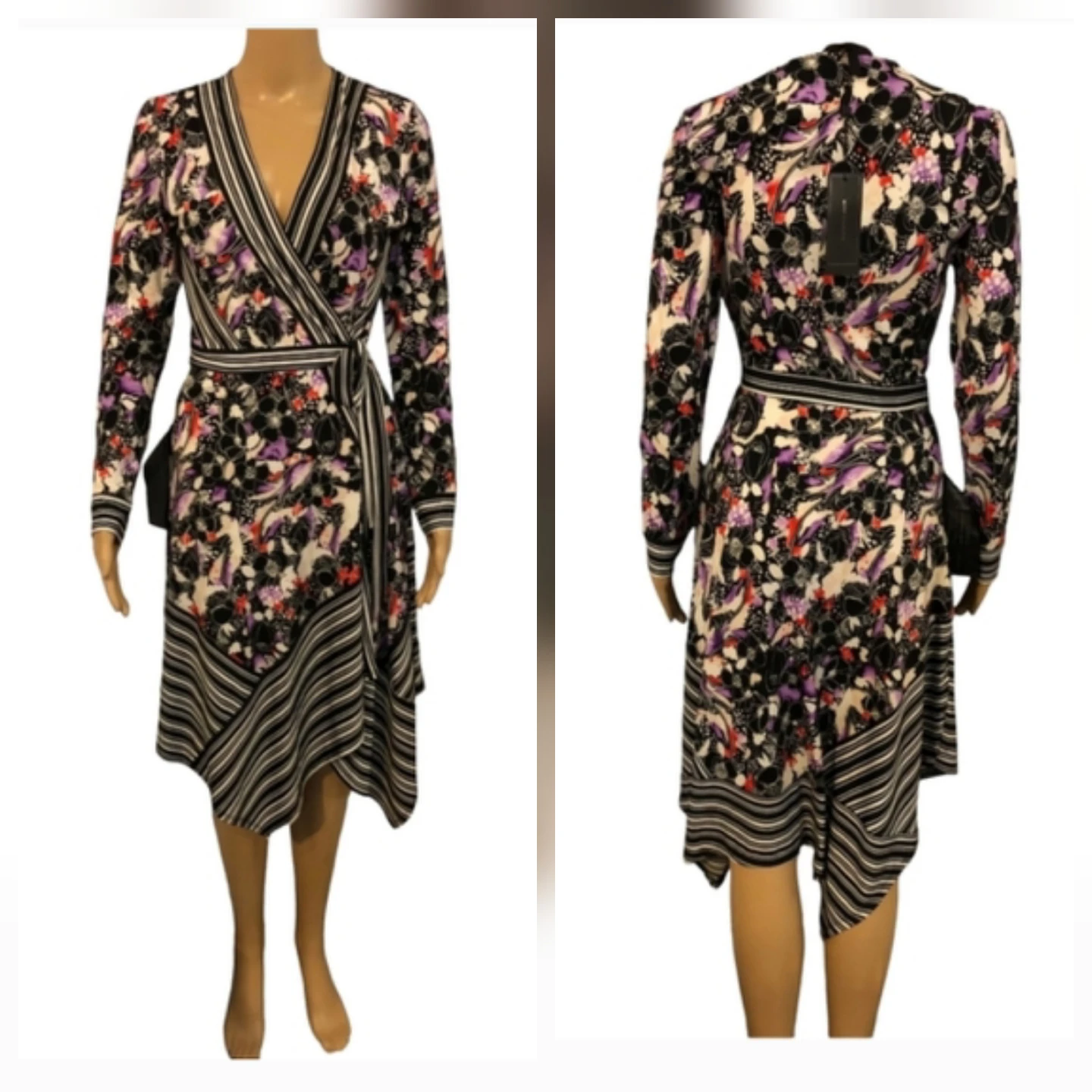 BNWTT BCBGMAXAZRIA Mixed-Print Asymmetric Wrap Dress Size S - photo 5