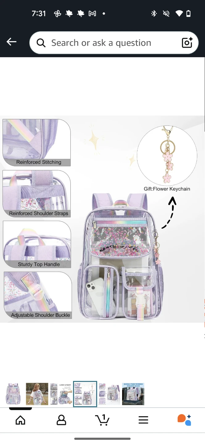 Bevkois Clear See Through Backpack with Glitter - photo 4