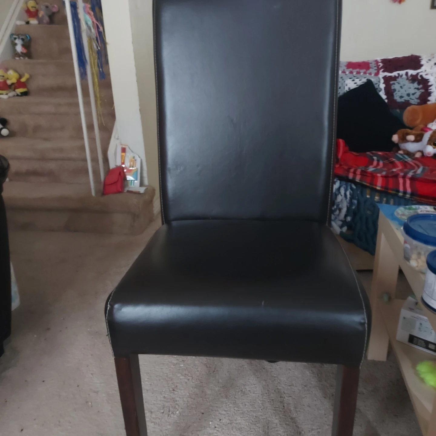 Dark Brown Faux Leather Dining Chair 🥕