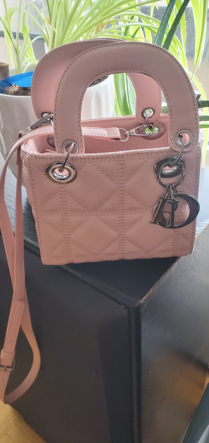 Pink Quilted Handbag with Chain Strap