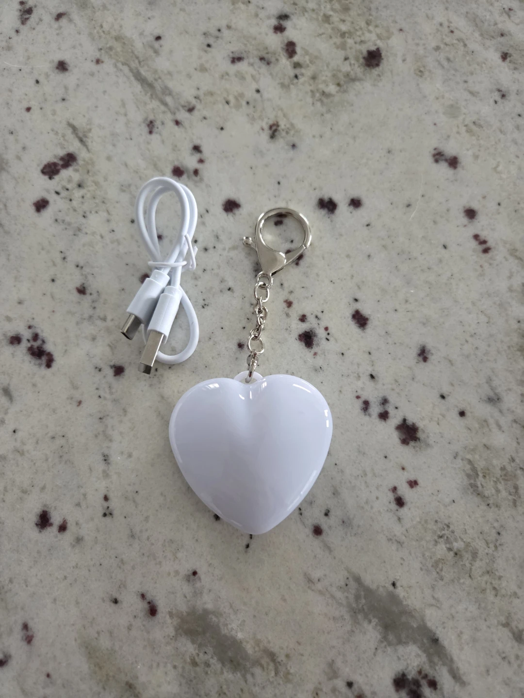 Heart Shaped LED Light Up Keychain with USB Charging Cable