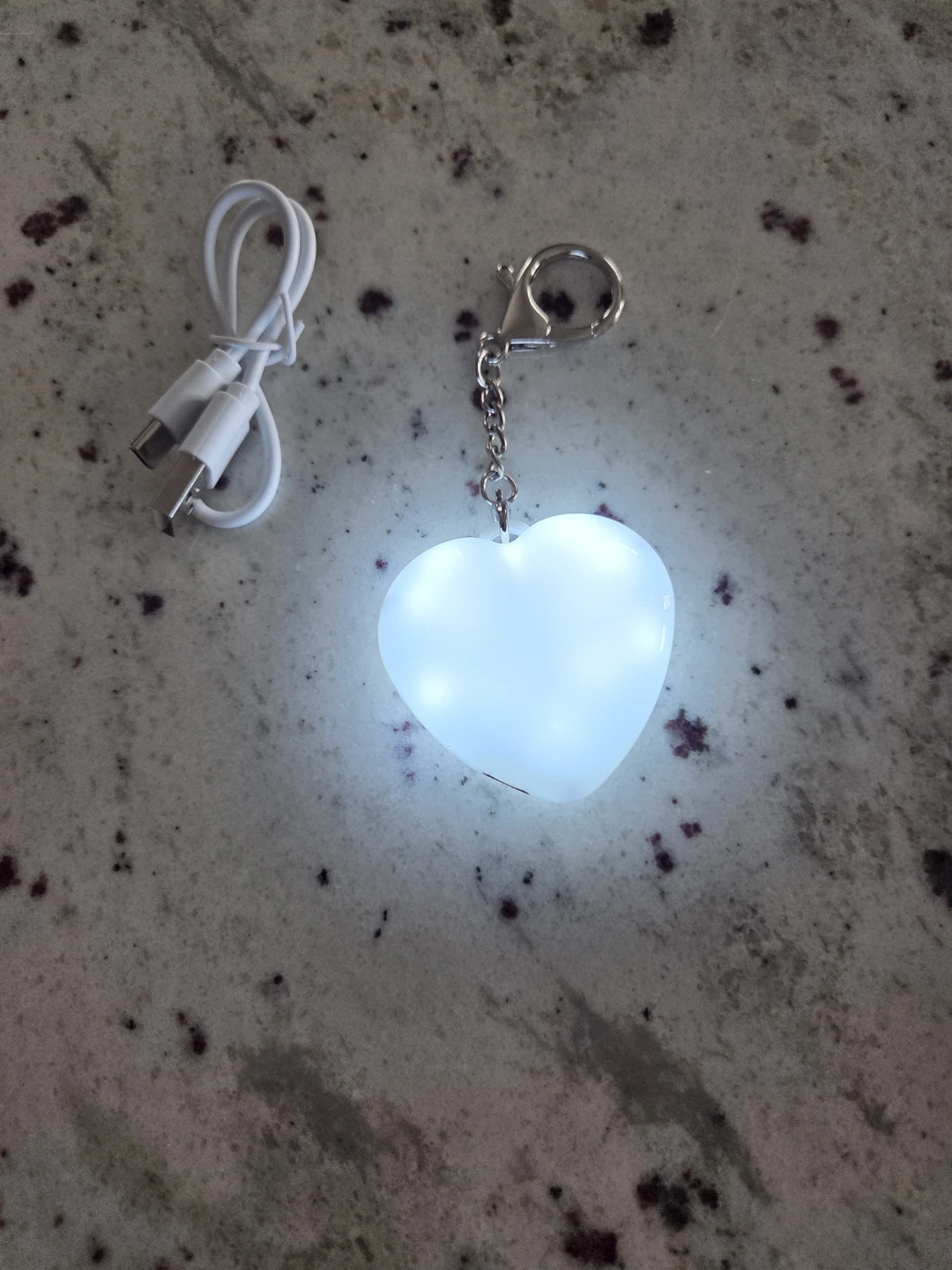 Heart Shaped LED Light Up Keychain with USB Charging Cable - photo 2