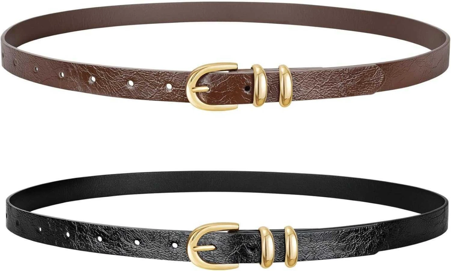 Women's Skinny Leather Belt Set