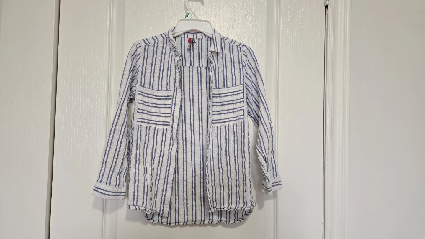 Girls Striped Button-Up Shirt - Size 8 (128cm)