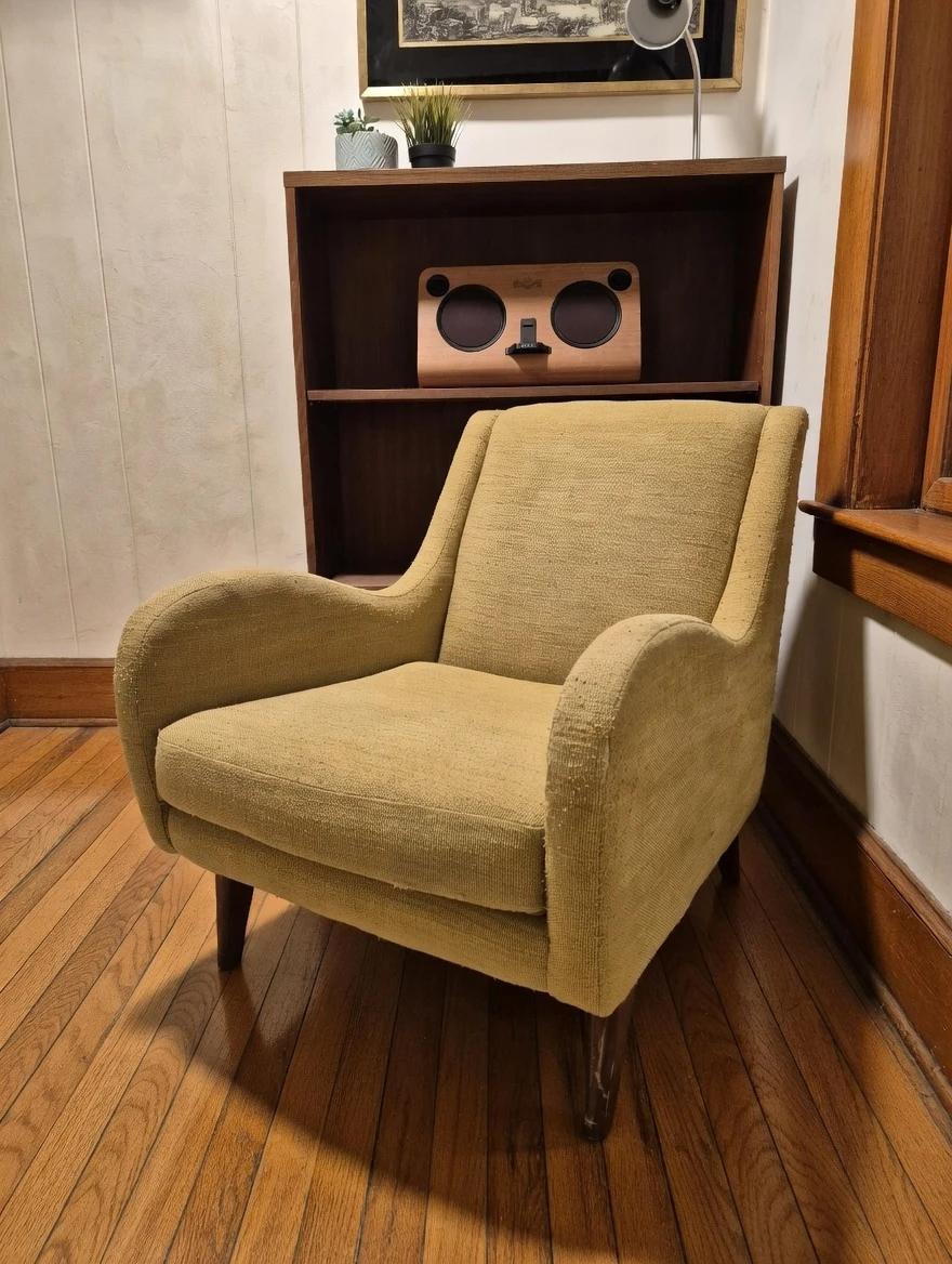 Mid Century Modern Yellow Accent Chair