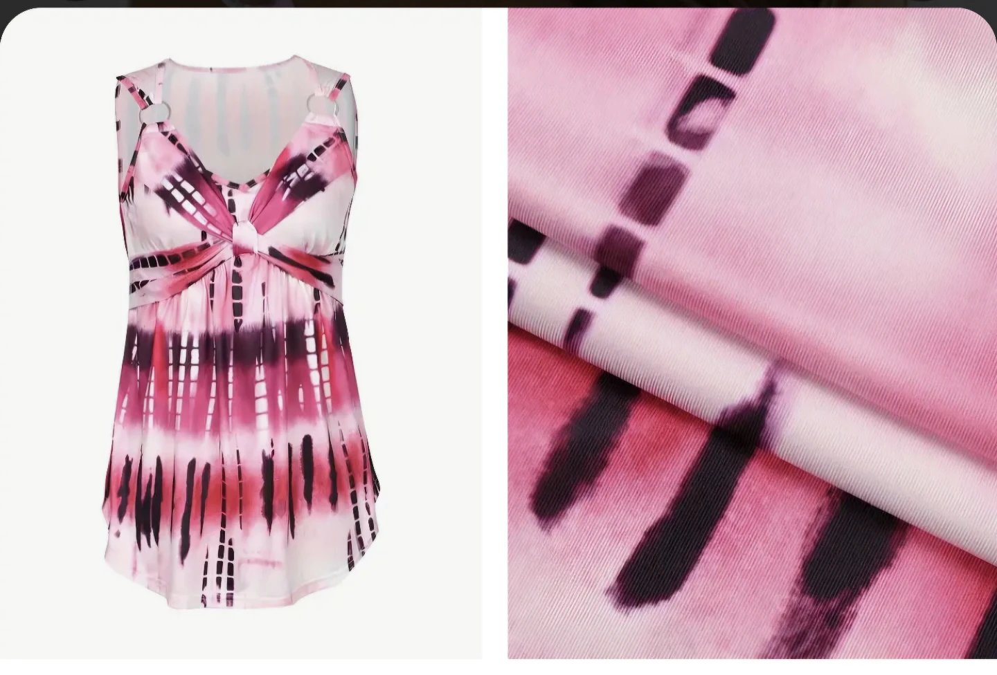Tie-Dye Tank Top with Ring Detail