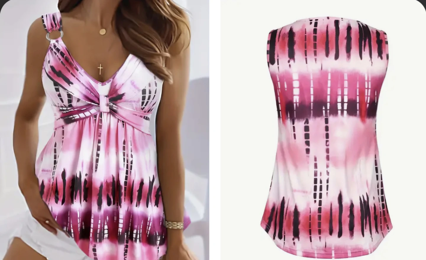 Tie-Dye Tank Top with Ring Detail - photo 2