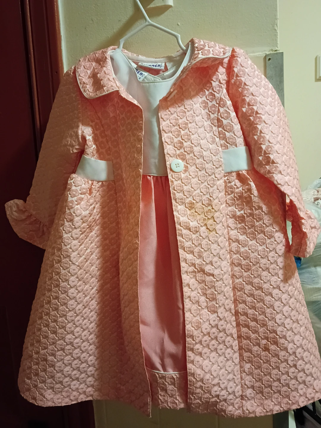 Little Girl's Pink Brocade Coat Dress 3T