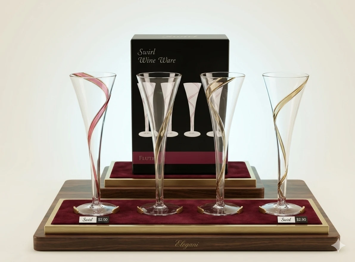 Vintage Beringer Swirl Champagne Flutes - Set of 4 - NIB
