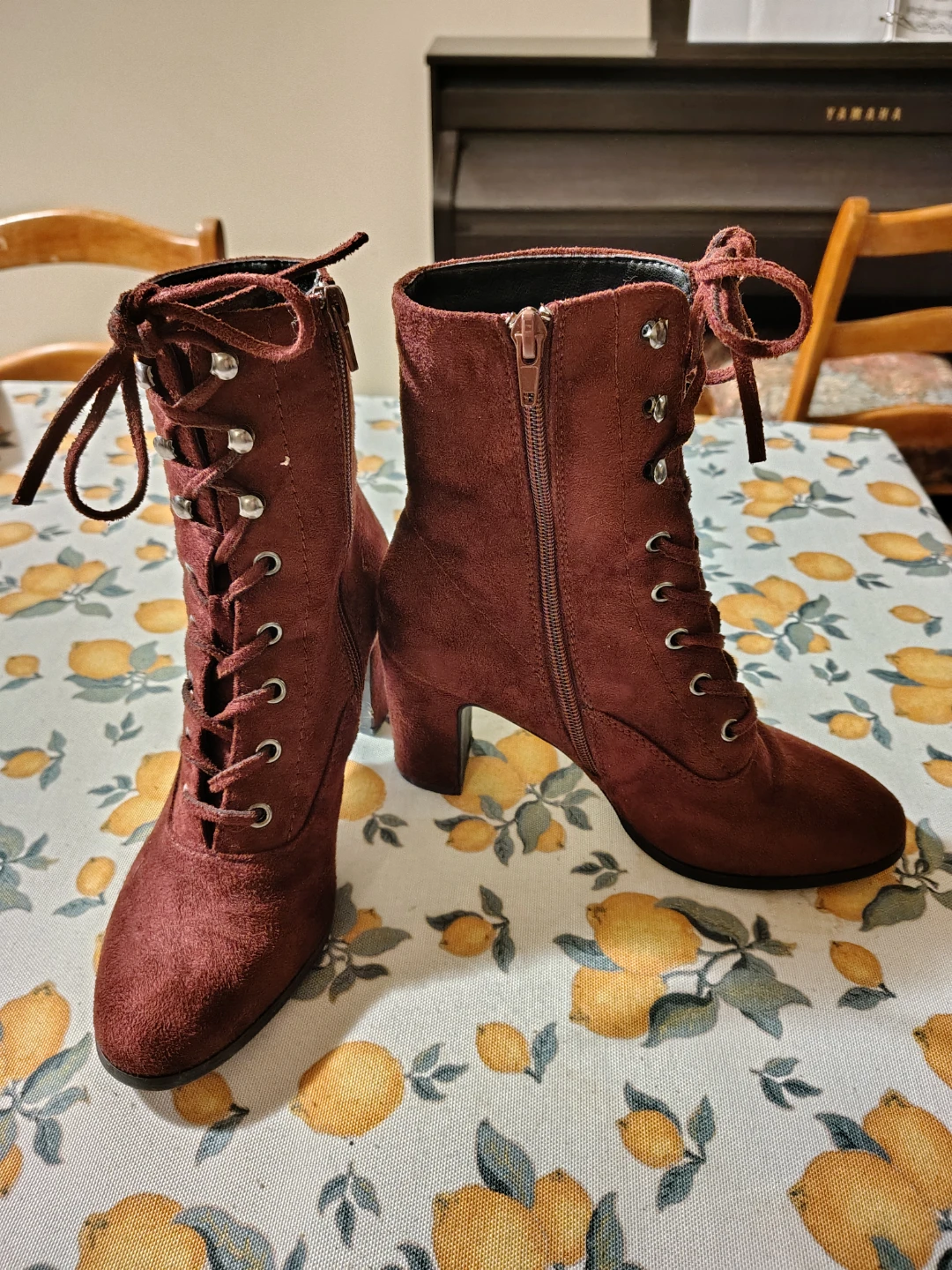 Maroon Suede Lace-up Heeled Boots Aldo - 6.5