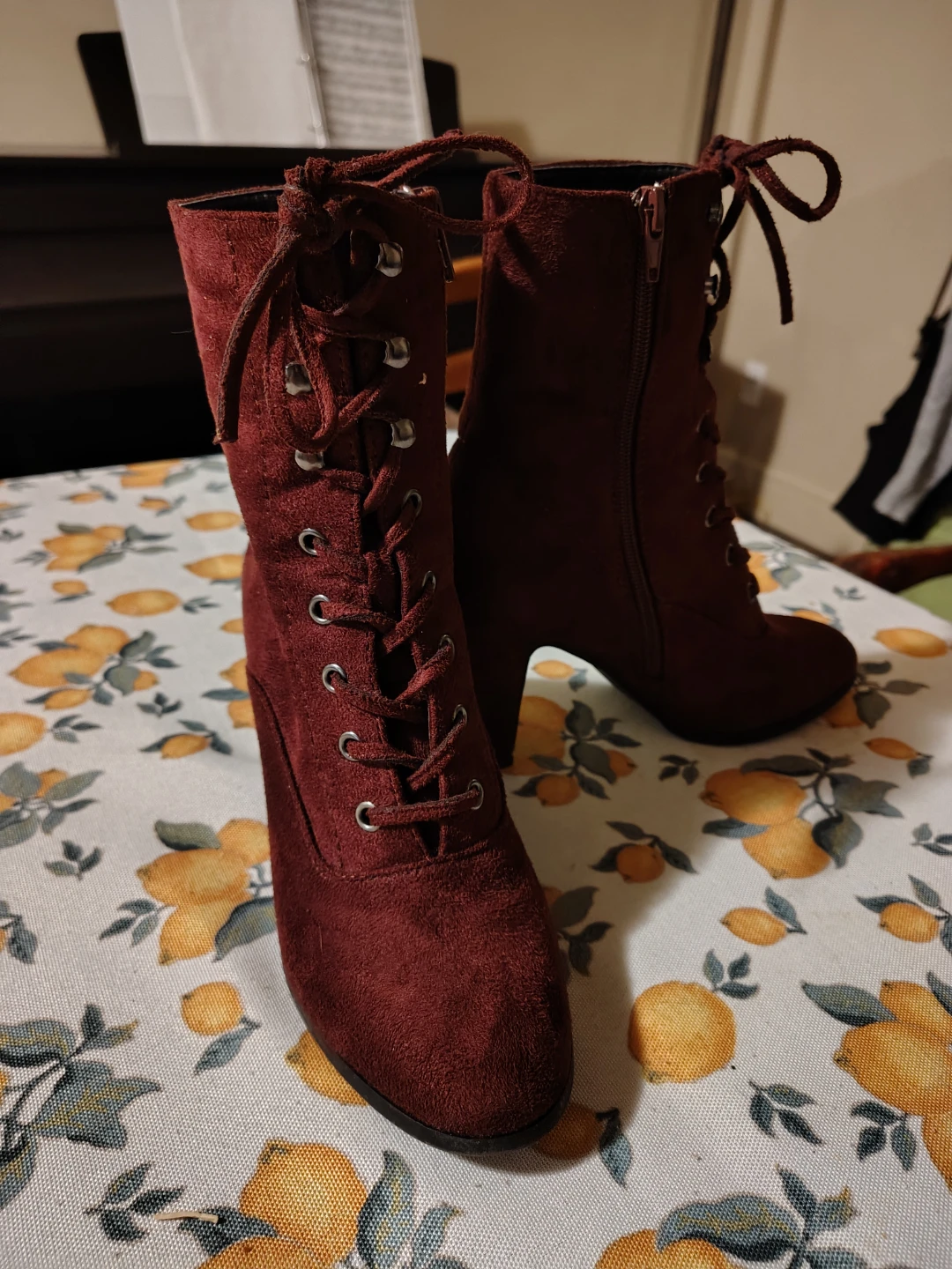 Maroon Suede Lace-up Heeled Boots Aldo - 6.5 - photo 2
