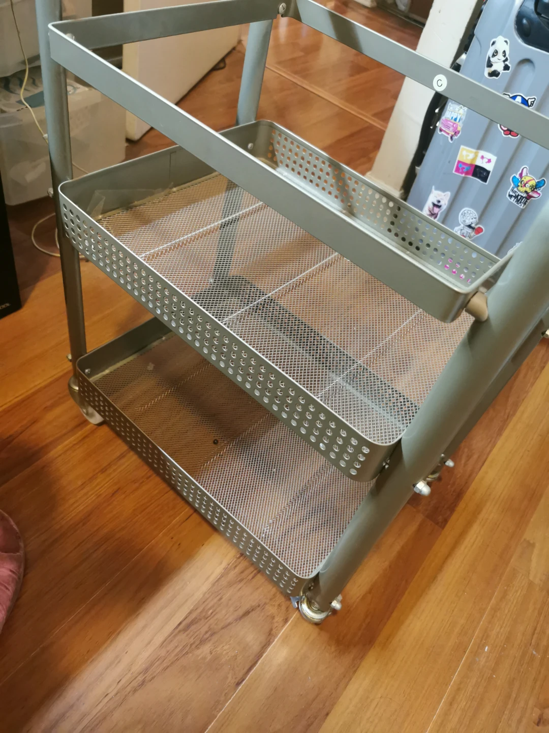 Grey 2-Tier Rolling Cart
