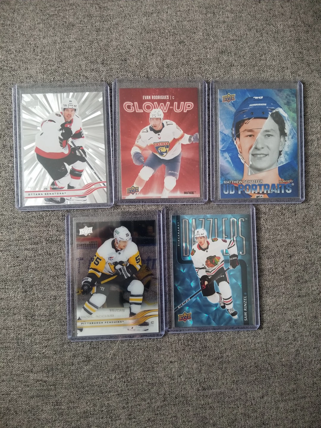 Collection of 5 Upper Deck Hockey Cards